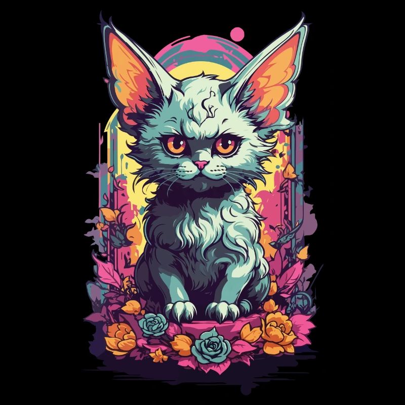 Gothic Dämon Katze in Pastell Mystisches Design