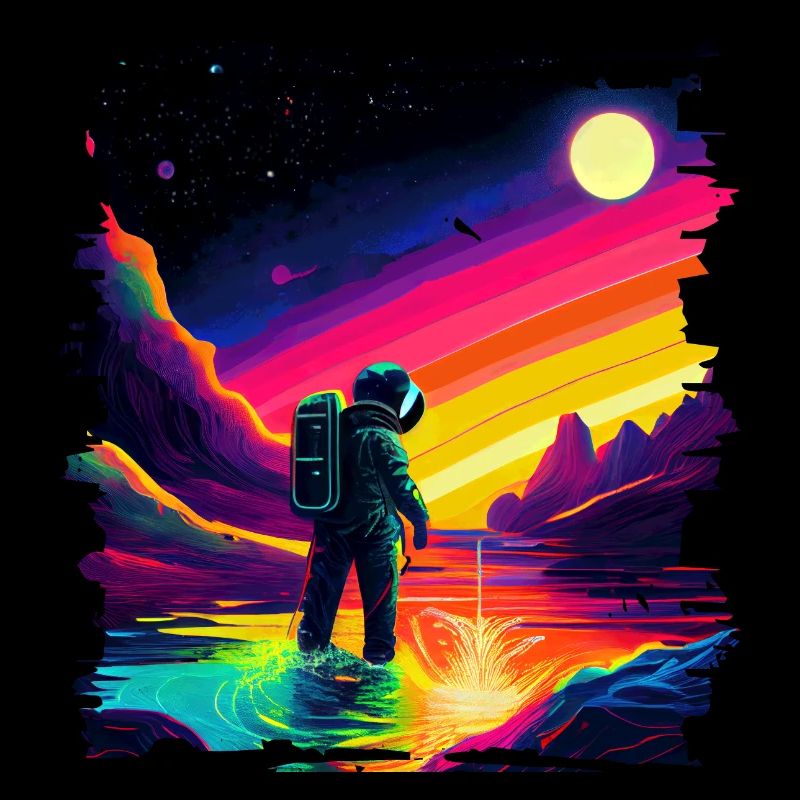 Outer Space Art Aquarelle Dégoulinant Spaceman