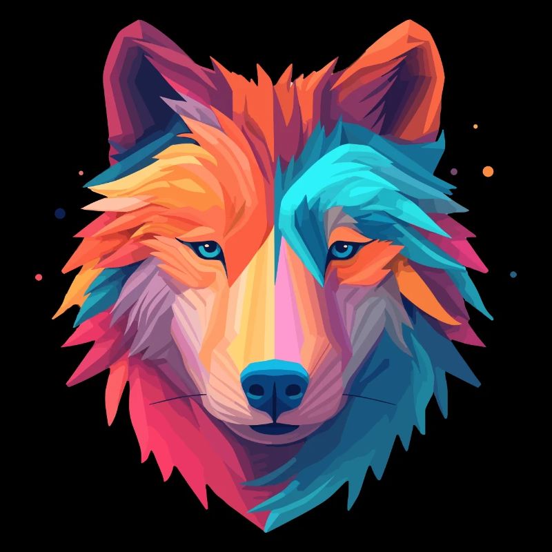 Wolf dans un design minimal coloré heureux