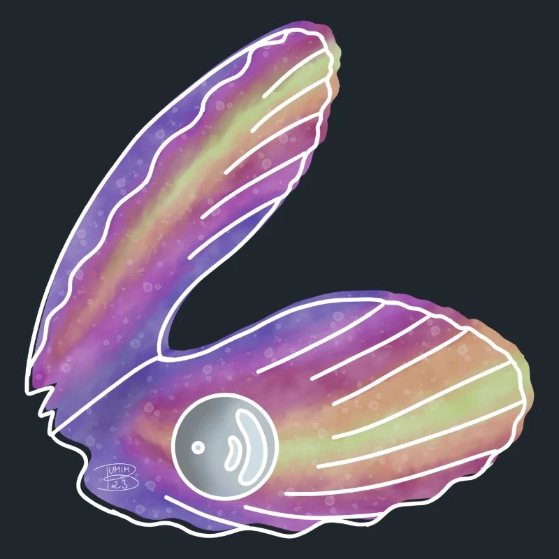 "Muschel mit Perle", Boho Line Art Design, Shells