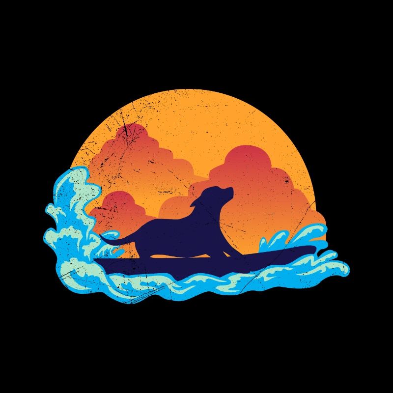 Surf Dog Surfboard Waves Dog Lover Gift
