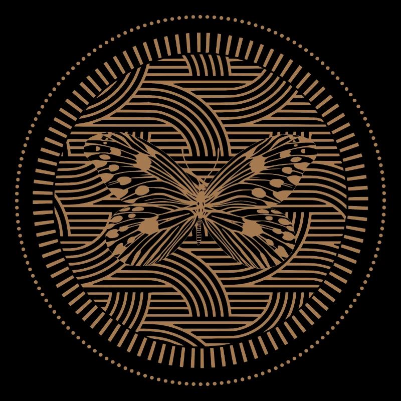 Golden butterfly with geometric patterns