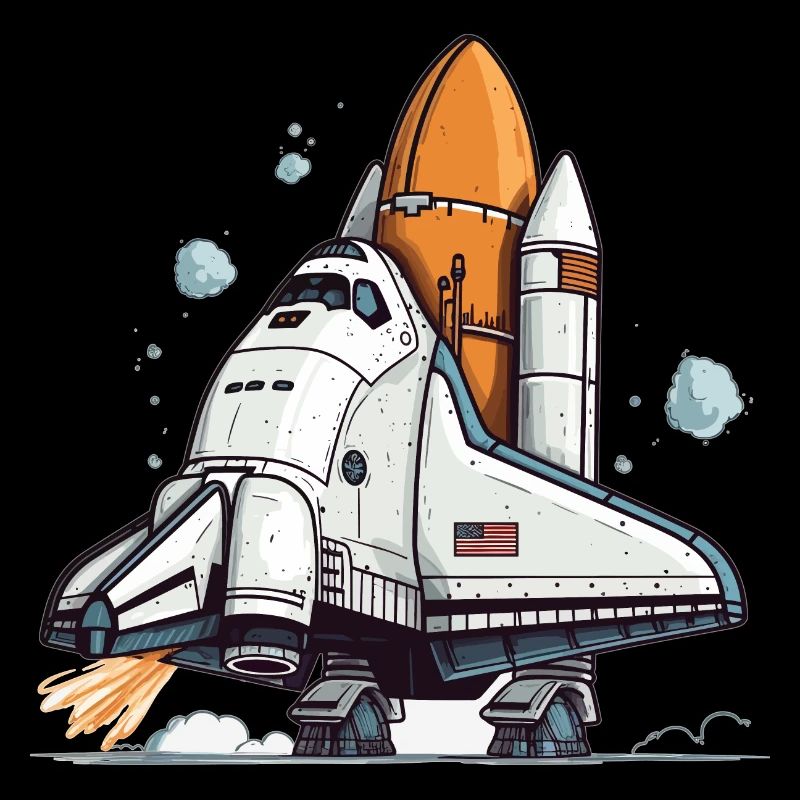 Playful Cartoon Space Shuttle