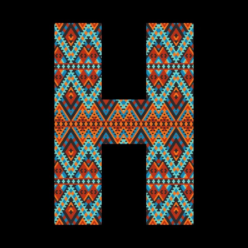 Letter H- boho design, Colorful monogram