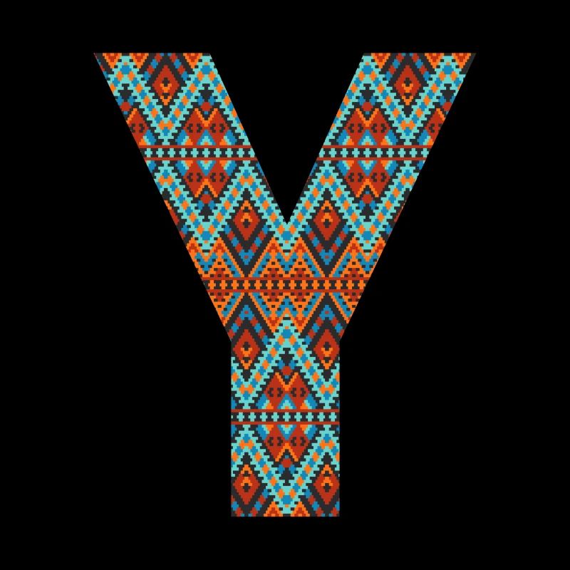 Lettre Y- design boho, monogramme coloré