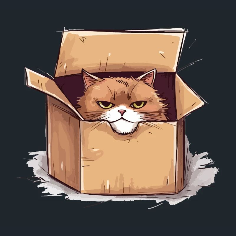 Cat grumpy grumpy grumpy sits in the box