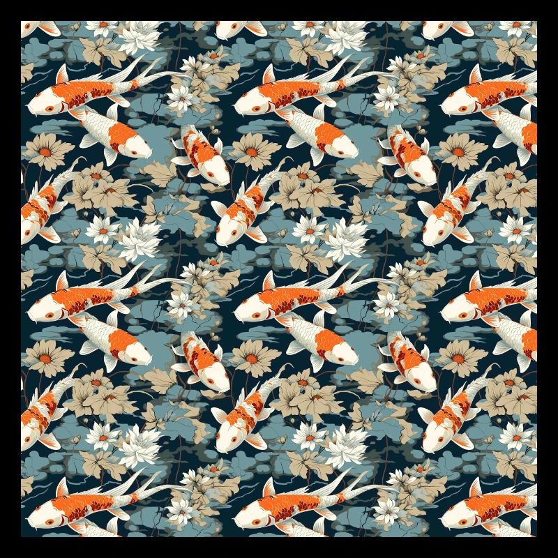 Koi Fish Seamless Pattern Japanese Asian Chinese