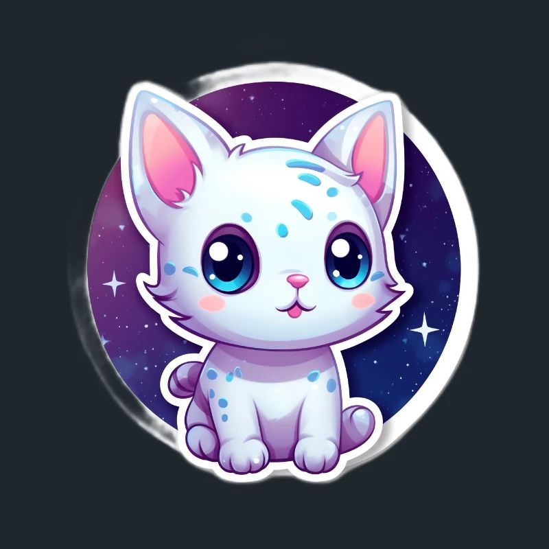 Mignon chat de dessin animé flottant dans l’espace