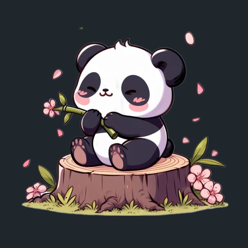 Panda sur souche d’arbre