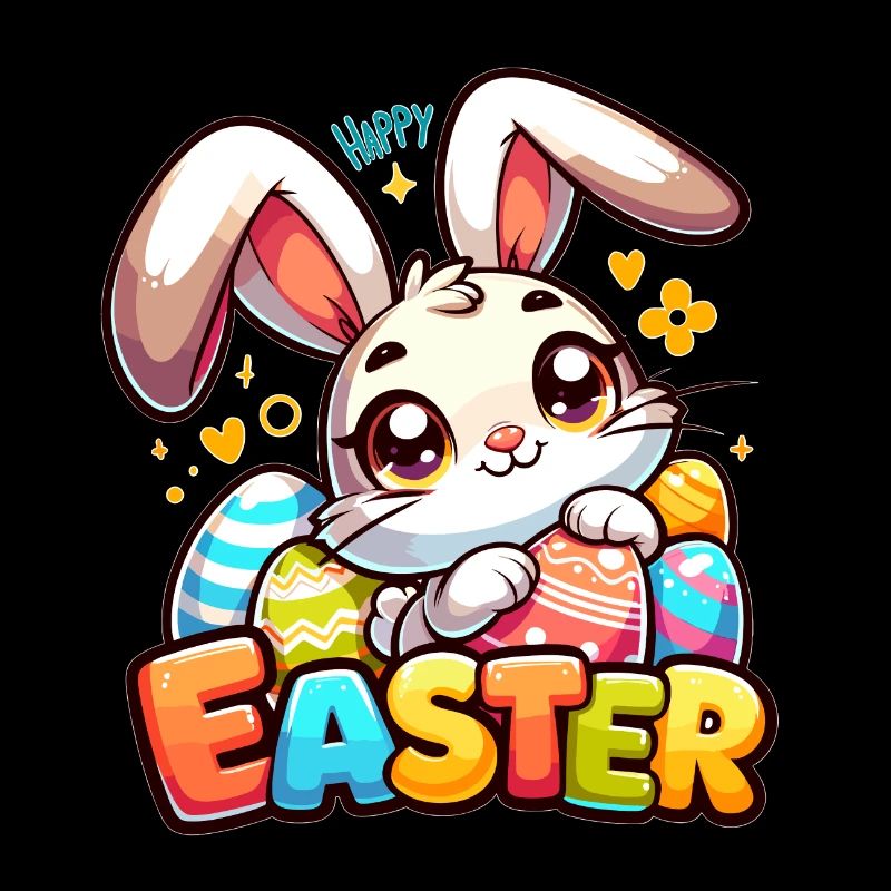 Joyeuses Pâques - Illustration de lapin de Pâques