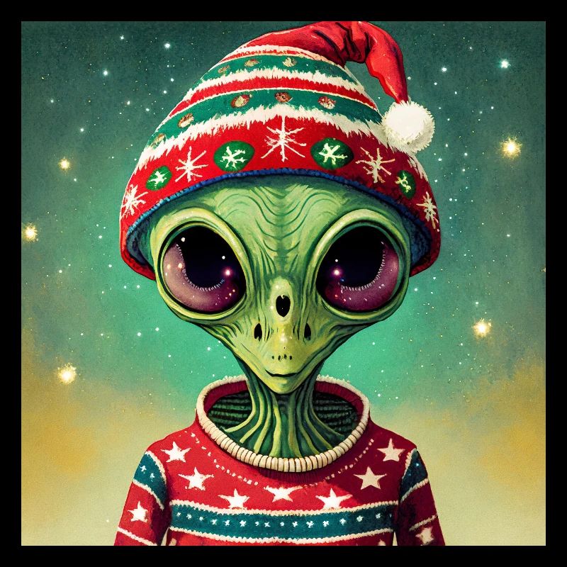 Alien trägt einen hässlichen Weihnachtspullover