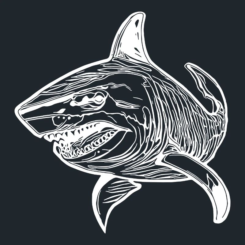 Large vintage oceanic shark with sharp teeth