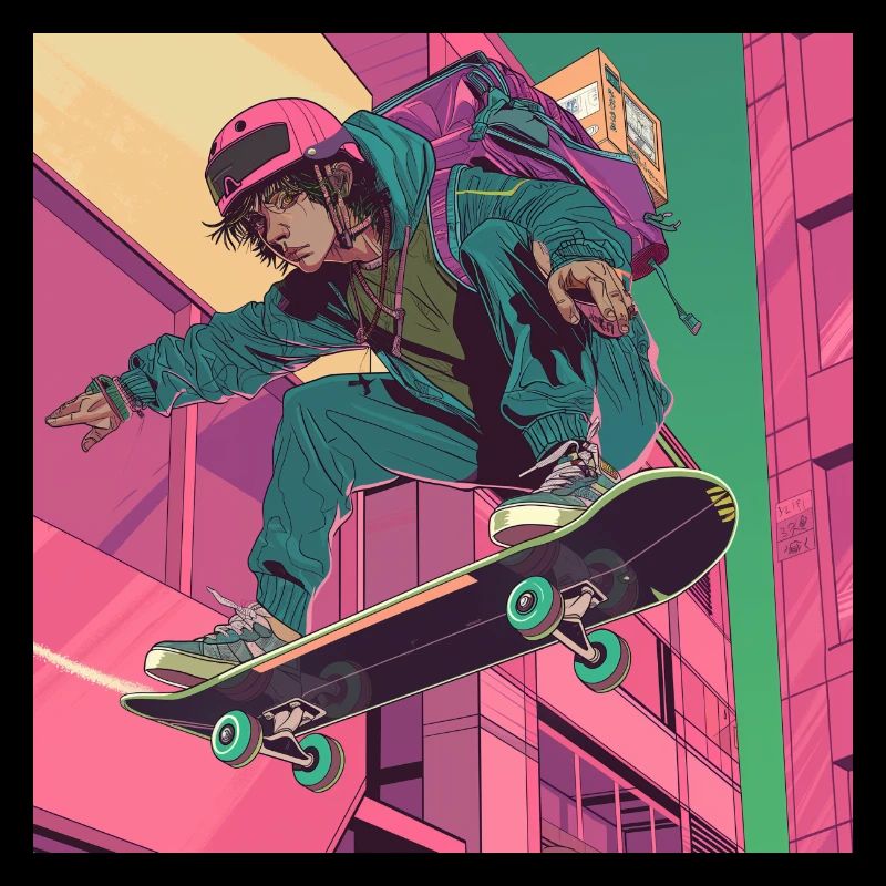 Années 80 Anime Guy Calmant Impression de mode de haute qualité