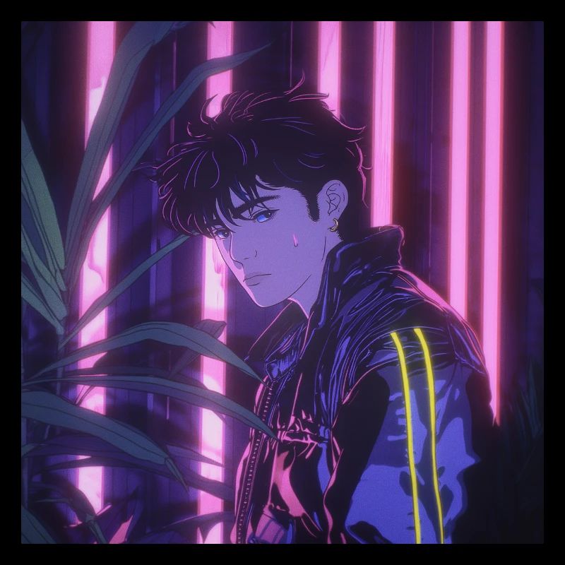 Années 80 Anime Guy Calmant Impression de mode de haute qualité