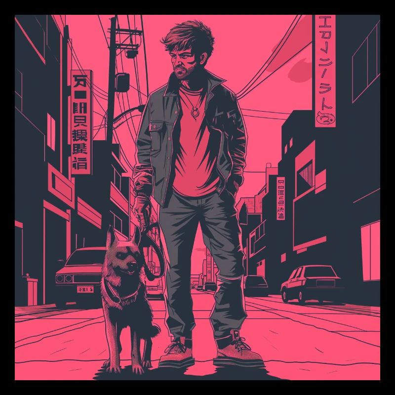 Années 80 Anime Guy Calmant Impression de mode de haute qualité