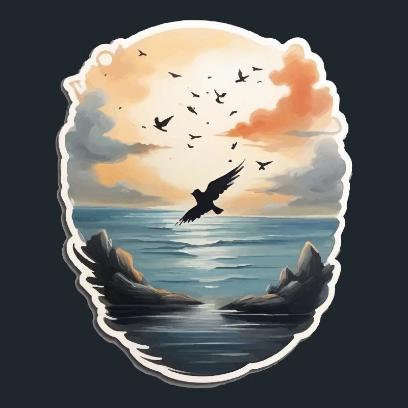 Landschaft Gemälde mit Vogel