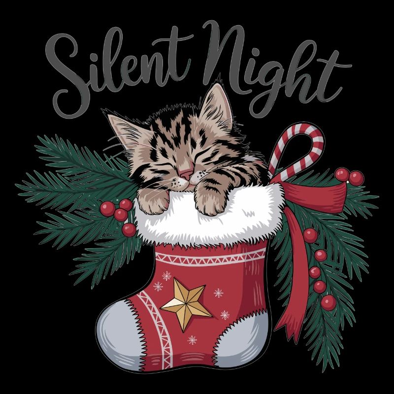 Douce nuit – Chaton en bas de Noël
