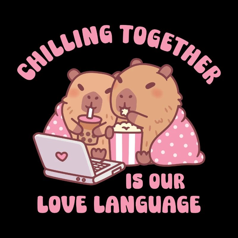 Mignons Capybaras Se Détendent Ensemble Langage Amour