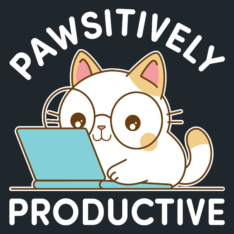 Pawsitively Productive – Kawaii Cat at Work