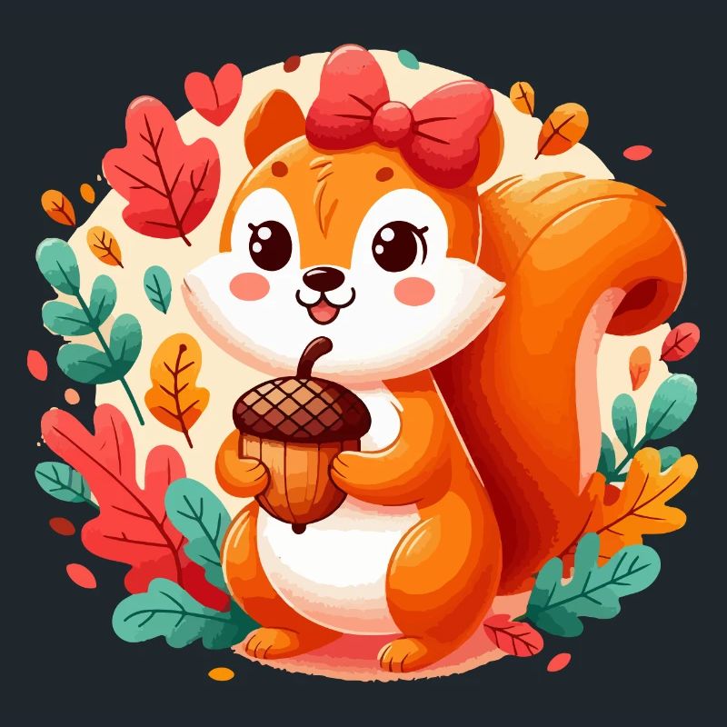 Süßes Eichhörnchen mit Eichel