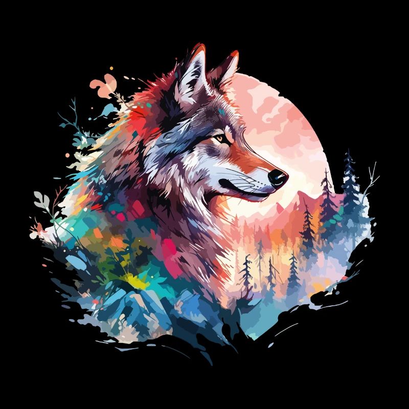 Wolf Wolf’s Head Nature Wilderness Forest Trees Art