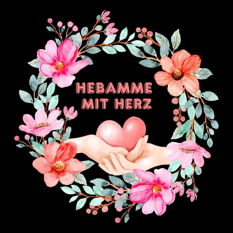 Hebamme mit Herz Blumenkranz
