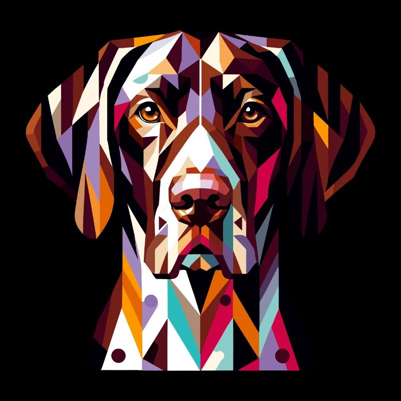 Geometric German Pointer: Dynamic Canine Art
