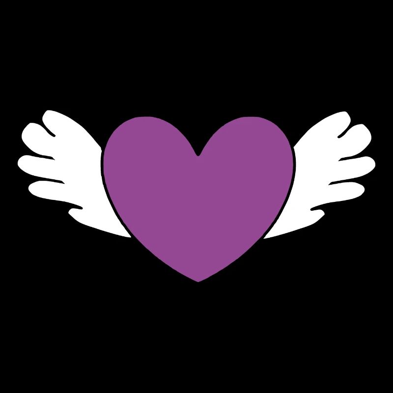 Coeur violet blanc avec des ailes Saint-Valentin