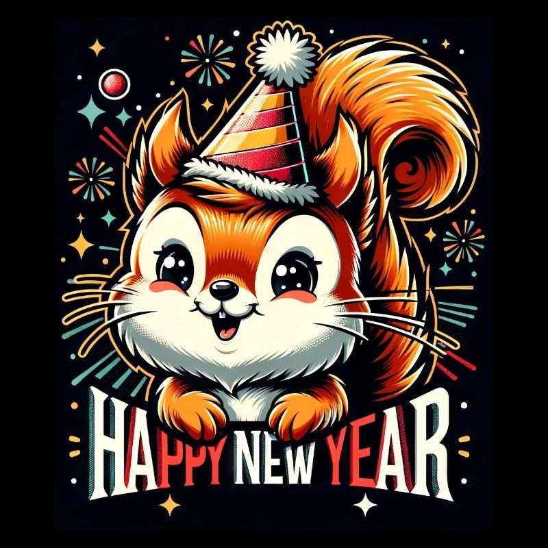 Neujahr Sylvester Eichhörnchen Jahreswechsel