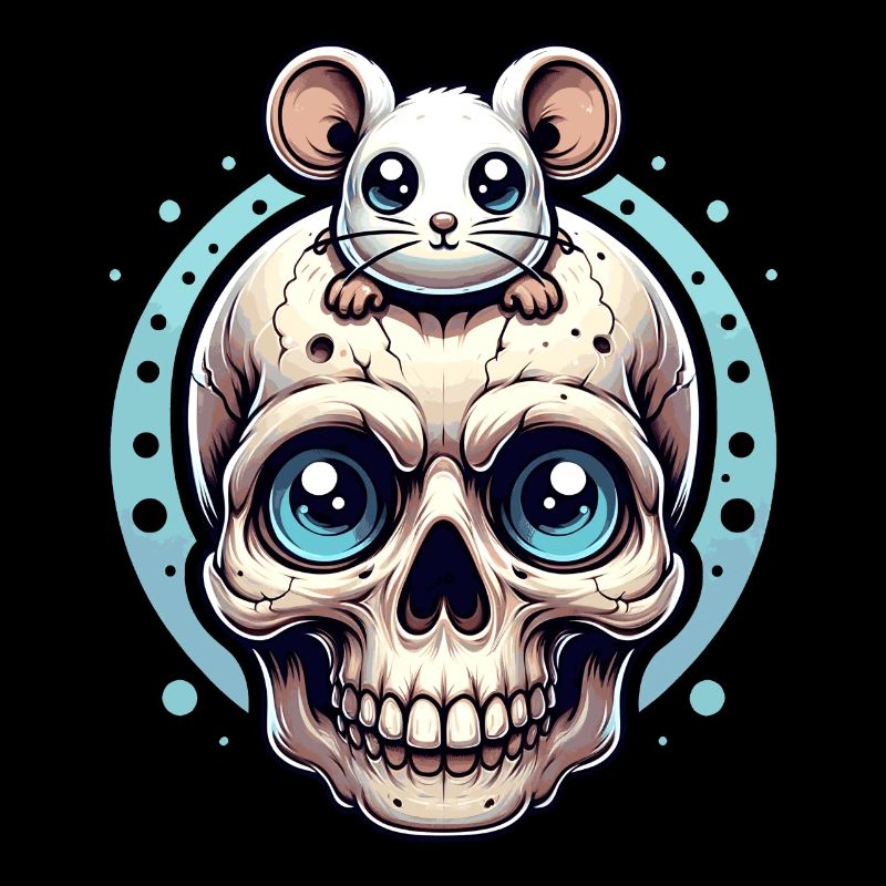 Skull with cute little mouse on forehead