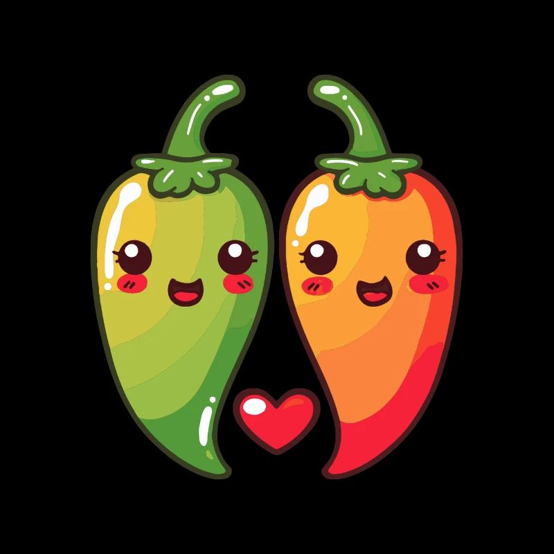 Chilli Paar Liebe Herz Comic