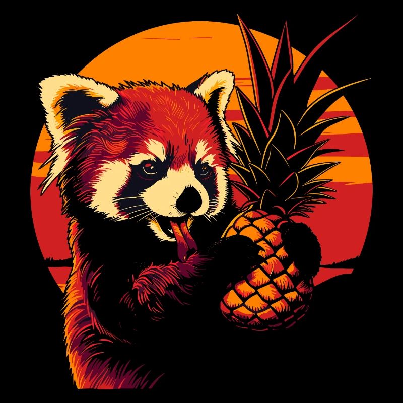 Panda roux Chat Ours Panda roux ananas cool