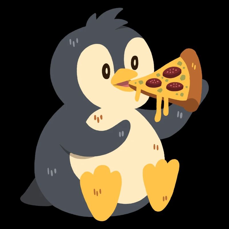 Pinguin mit Pizza