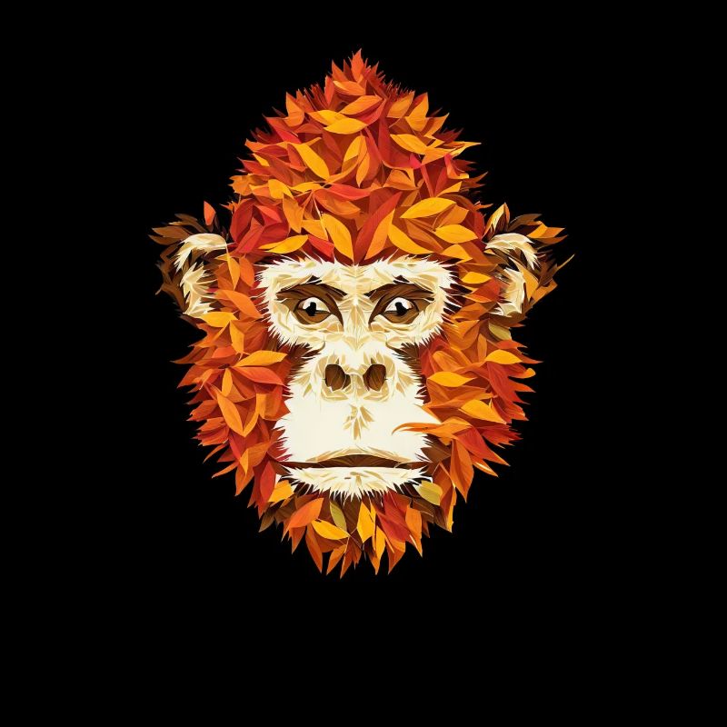 Gorille dans les feuilles d’automne Portrait de visage