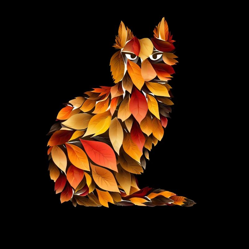 Chat d’automne à partir de feuilles panachées