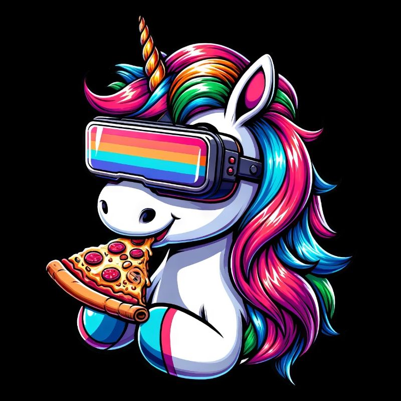 Einhorn VR Virtual Reality Regenbogen Pizza