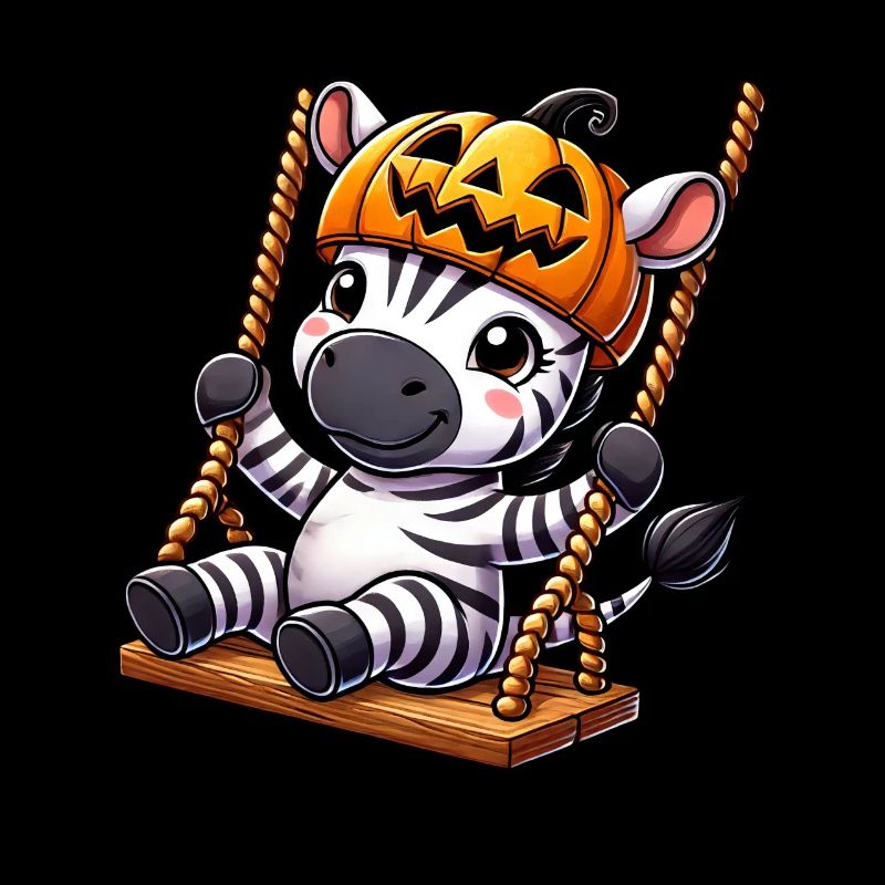 Halloween Zebra Pumpkin with Hat on Swing