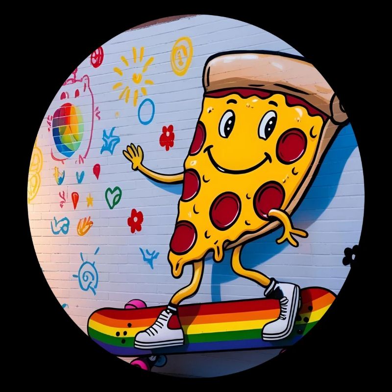 Pizza Slice Skateboard Graffiti