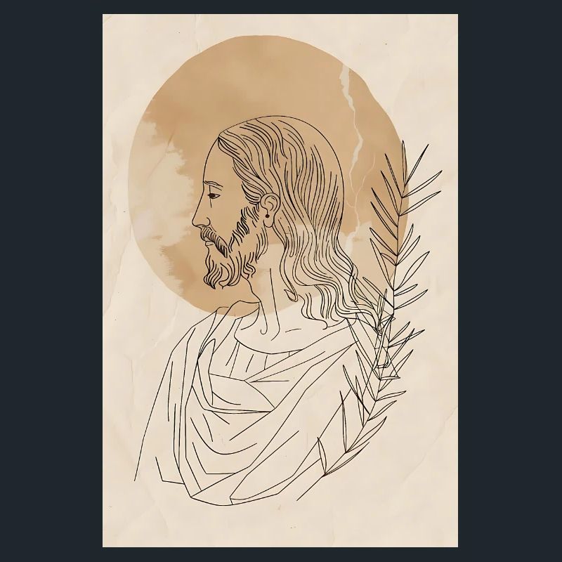 Impression d’art Jésus Lignes Simples, Moderne