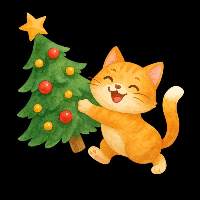 Katzenglück am Weihnachtsbaum