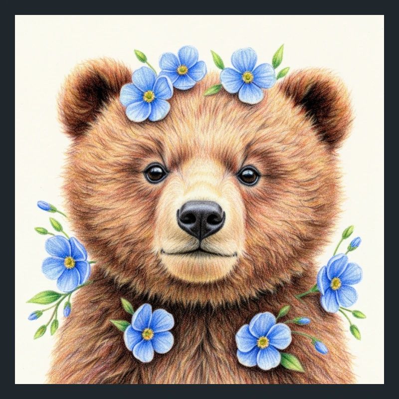 Modèles ours fleurs bleues 