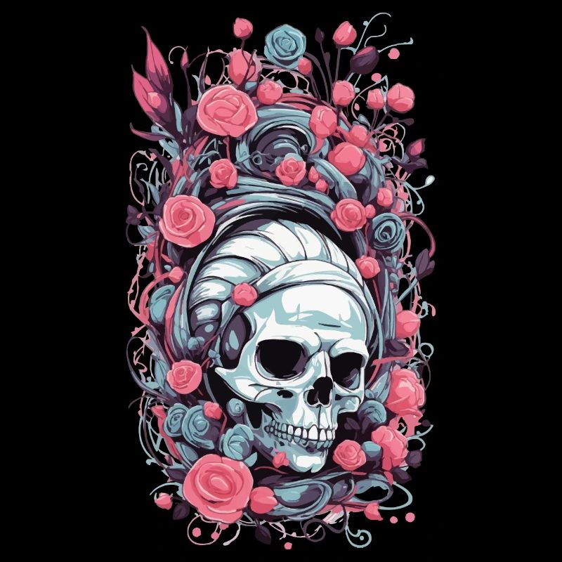Pastel Goth Weirdcore Rosen Skull Okkult Design