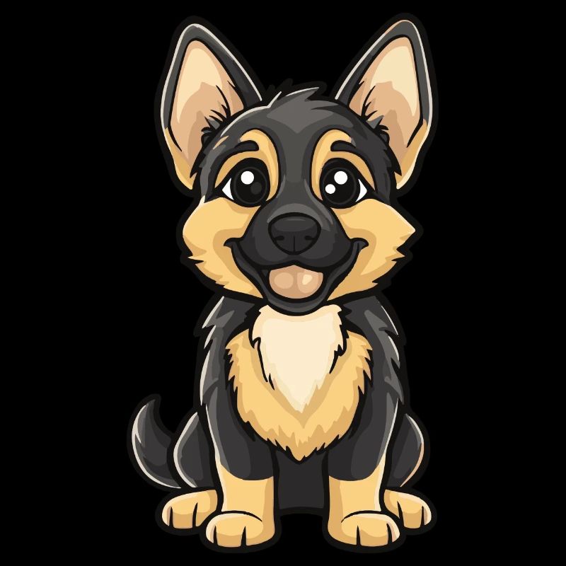 German Shepherd Hund Comic Niedlich