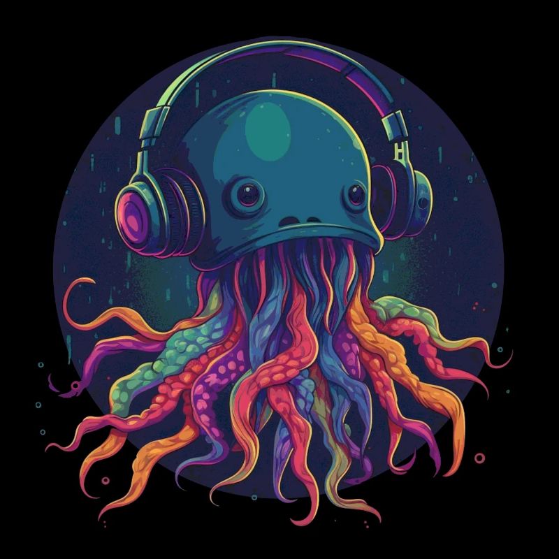 Techno Jellyfish - Méduse cool avec écouteurs