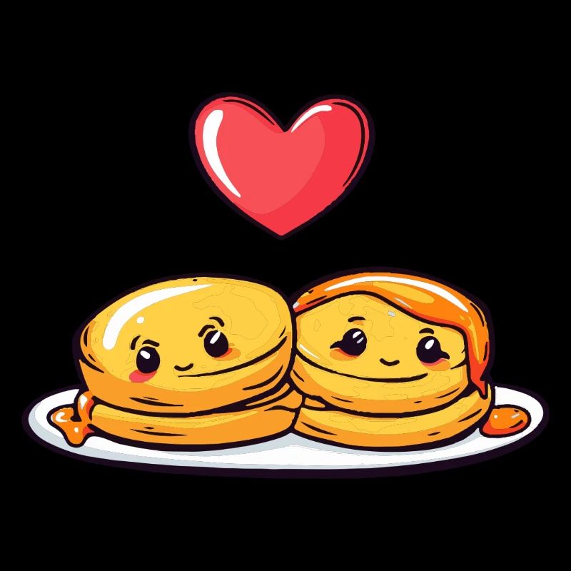 Pancake Paar Liebe Herz Comic