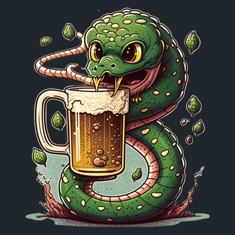 Cool Beer Snake Comic Illustration