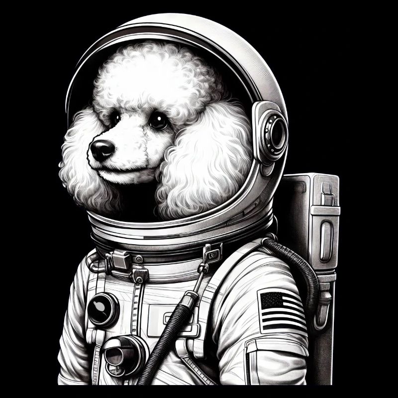 Caniche astronaute dans l’espace émerveillé