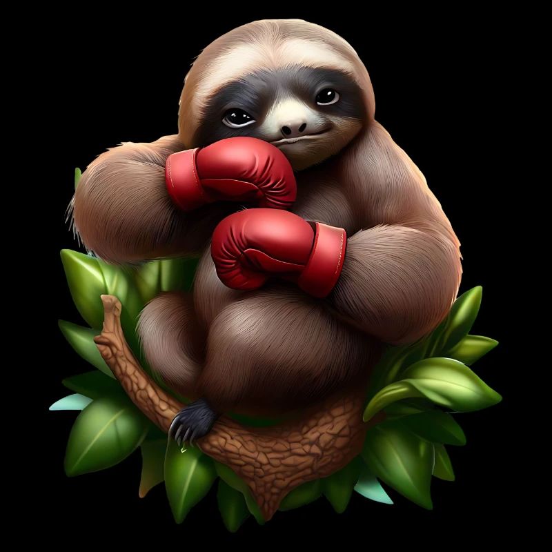Boxing sloth on tree