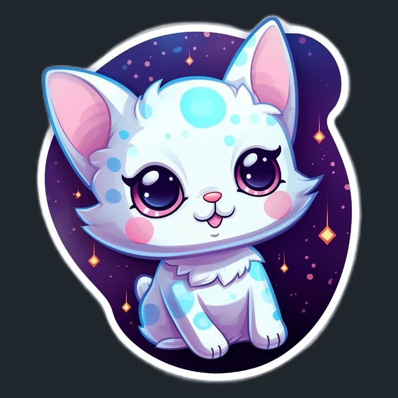 « Kitty Galaxy: Dessin animé mignon flottant dans l’espace »
