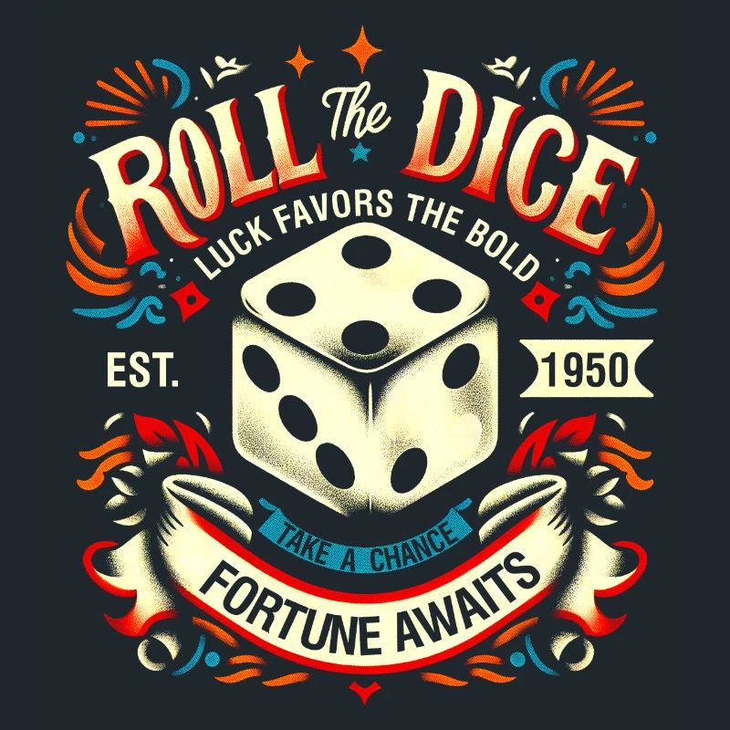 Roll The Dice Design Vintage Old Tattoo Style
